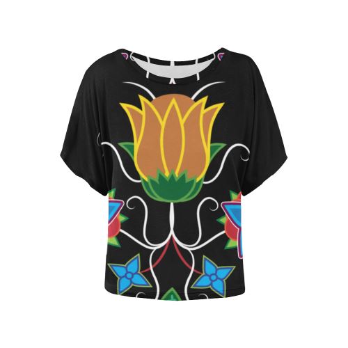 Floral Beadwork-02 Women's Batwing-Sleeved Blouse T shirt (Model T44) Women's Batwing-Sleeved Blouse T shirt (T44) e-joyer