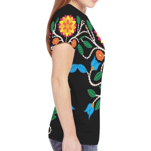 Floral Beadwork-03 New All Over Print T-shirt for Women (Model T45) New All Over Print T-shirt for Women (T45) e-joyer