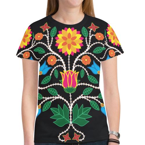 Floral Beadwork-03 New All Over Print T-shirt for Women (Model T45) New All Over Print T-shirt for Women (T45) e-joyer