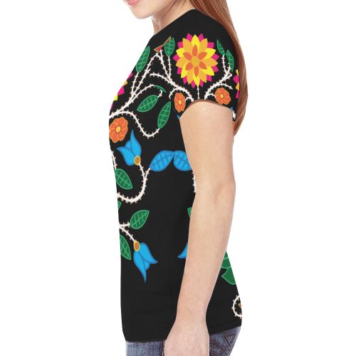 Floral Beadwork-03 New All Over Print T-shirt for Women (Model T45) New All Over Print T-shirt for Women (T45) e-joyer