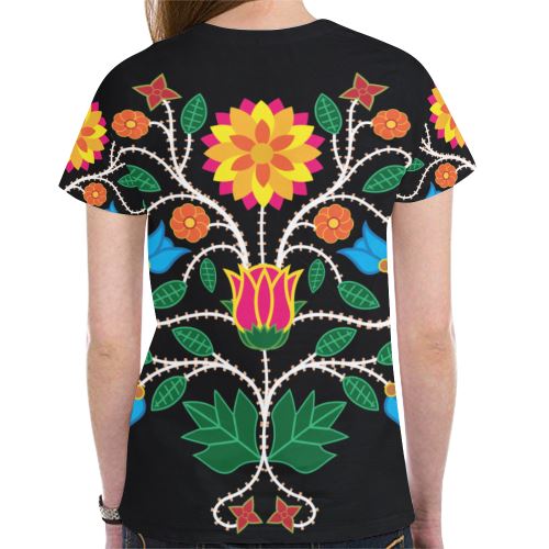 Floral Beadwork-03 New All Over Print T-shirt for Women (Model T45) New All Over Print T-shirt for Women (T45) e-joyer