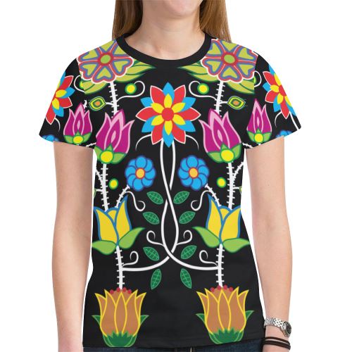 Floral Beadwork-04 New All Over Print T-shirt for Women (Model T45) New All Over Print T-shirt for Women (T45) e-joyer