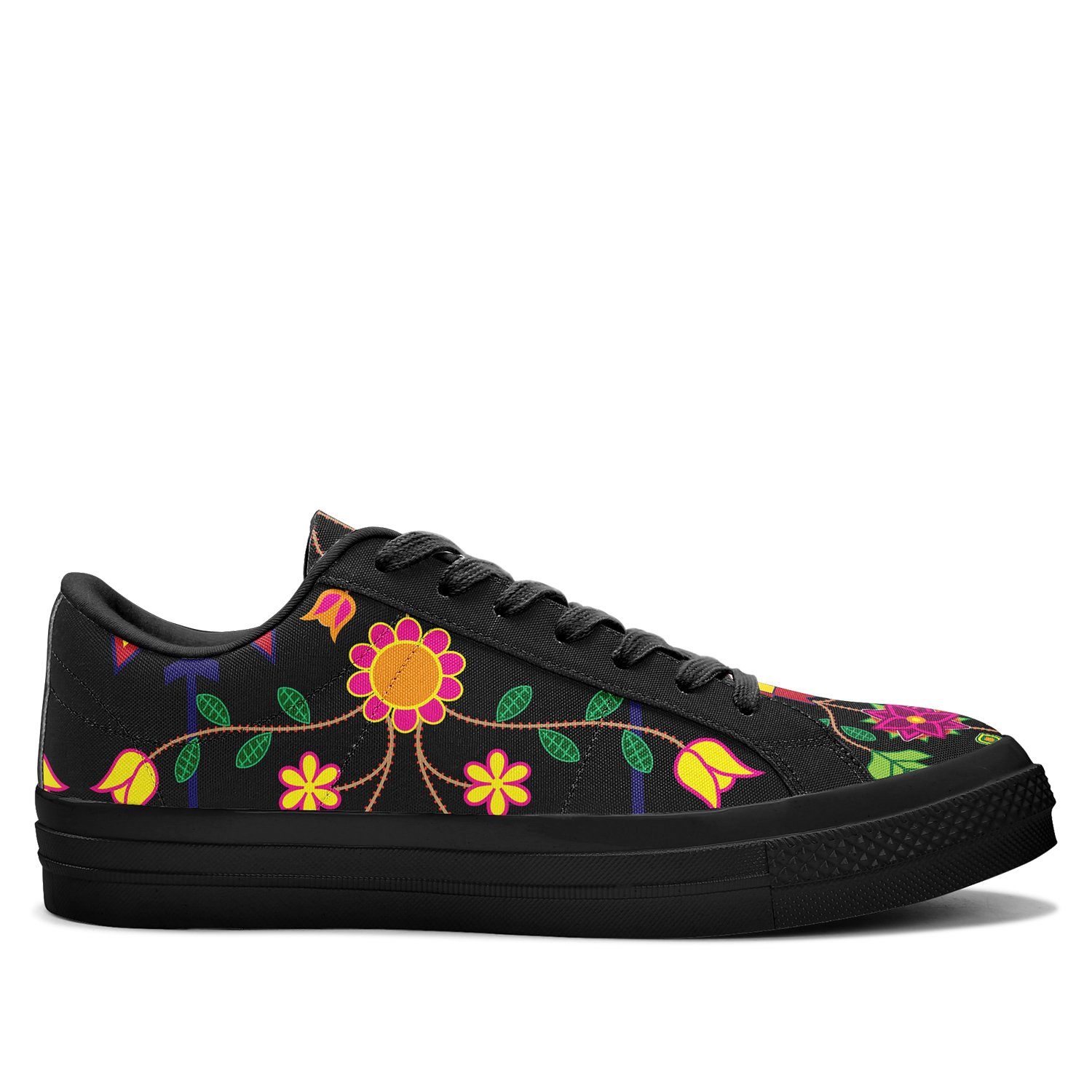Floral Beadwork Aapisi Low Top Canvas Shoes Black Sole aapisi Herman
