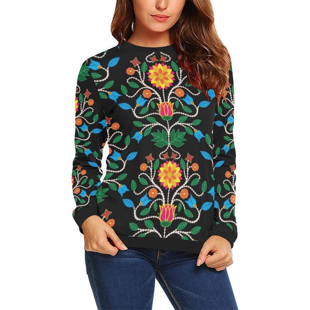 Floral Beadwork Four Clans All Over Print Crewneck Sweatshirt for Women (Model H18) Crewneck Sweatshirt for Women (H18) e-joyer