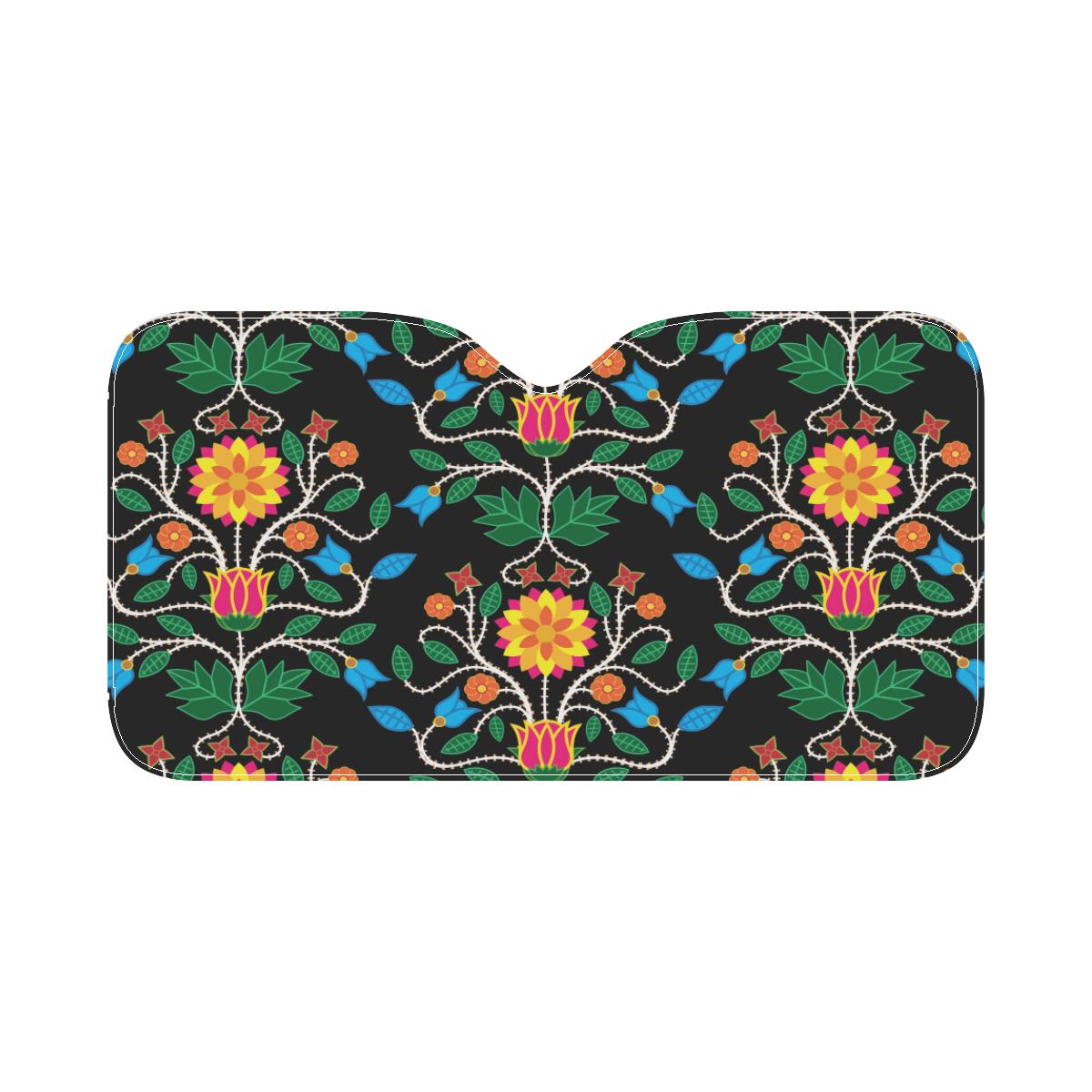 Floral Beadwork Four Clans Car Sun Shade 55"x30" Car Sun Shade e-joyer