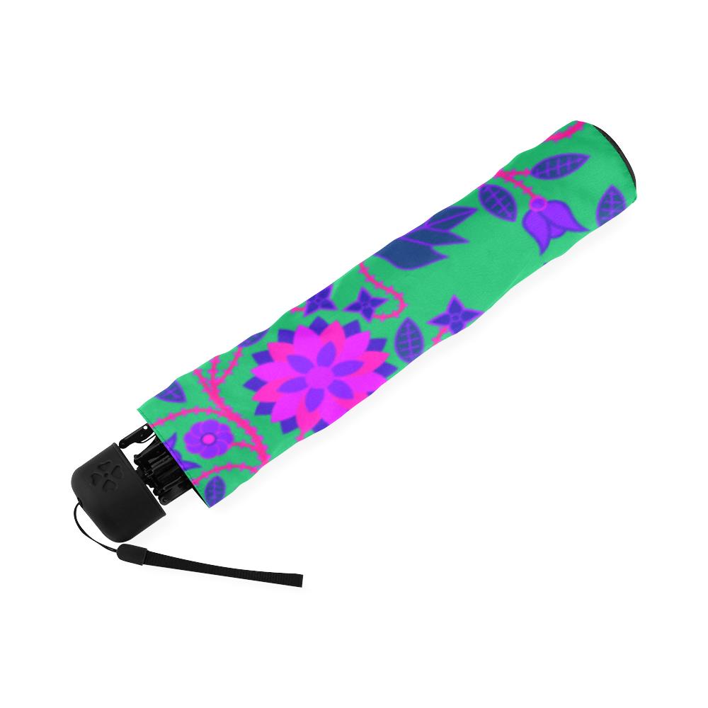 Floral Beadwork Four Clans Deep Lake Foldable Umbrella Foldable Umbrella e-joyer