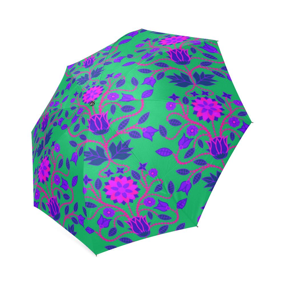 Floral Beadwork Four Clans Deep Lake Foldable Umbrella Foldable Umbrella e-joyer