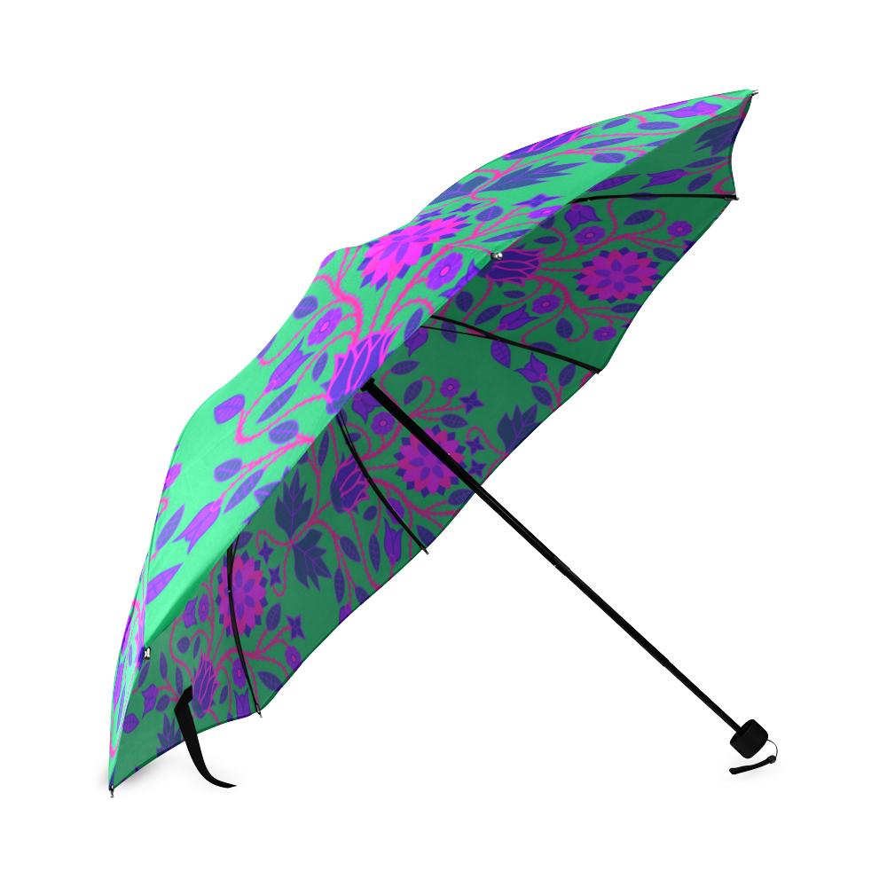 Floral Beadwork Four Clans Deep Lake Foldable Umbrella Foldable Umbrella e-joyer