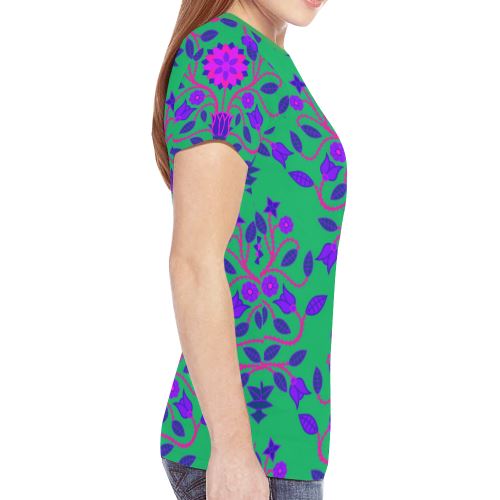 Floral Beadwork Four Clans Deep Lake New All Over Print T-shirt for Women (Model T45) New All Over Print T-shirt for Women (T45) e-joyer