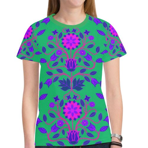 Floral Beadwork Four Clans Deep Lake New All Over Print T-shirt for Women (Model T45) New All Over Print T-shirt for Women (T45) e-joyer