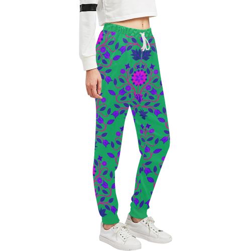 Floral Beadwork Four Clans Deep Lake Women's All Over Print Sweatpants (Model L11) Women's All Over Print Sweatpants (L11) e-joyer