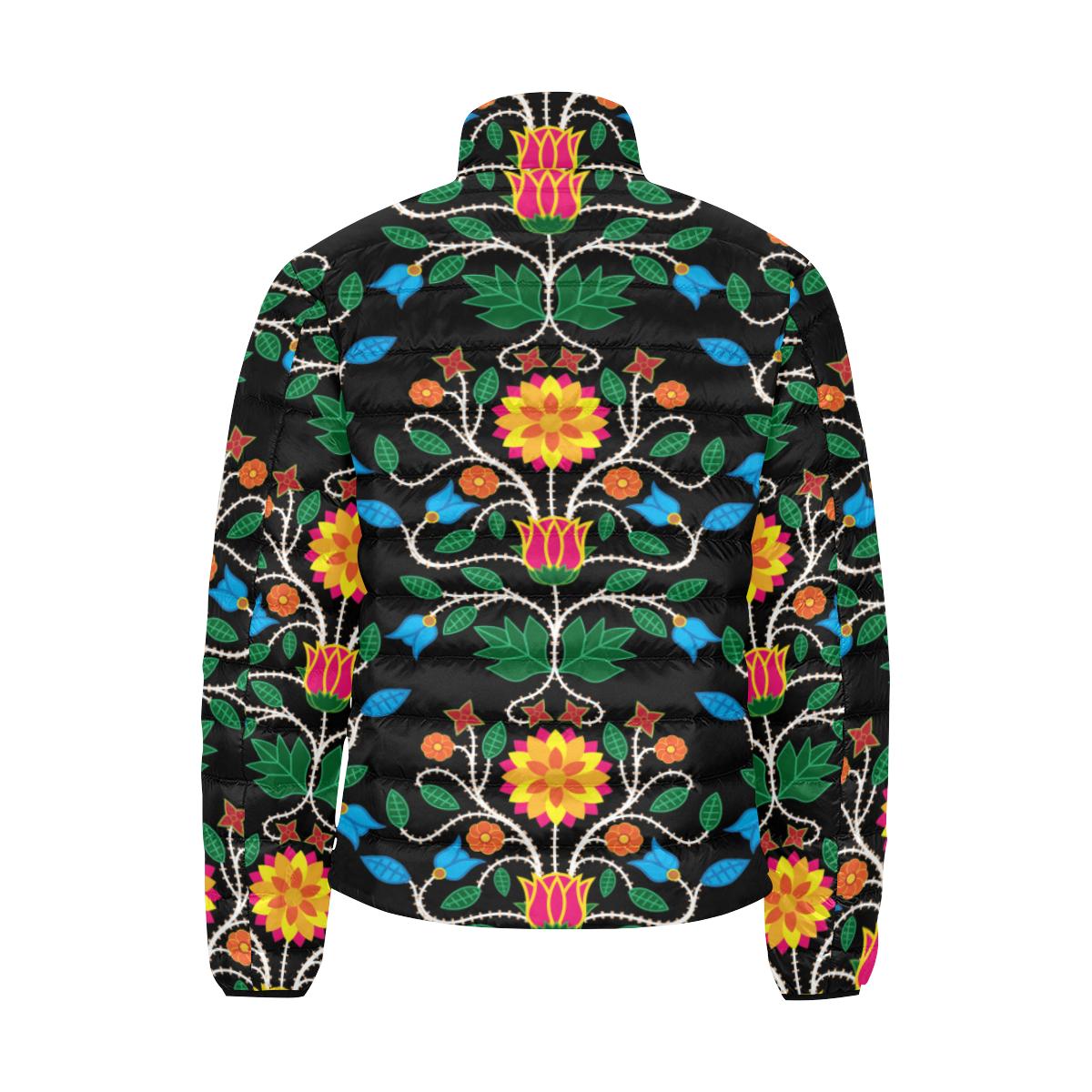 Floral Beadwork Four Clans Men's Stand Collar Padded Jacket (Model H41) Men's Stand Collar Padded Jacket (H41) e-joyer