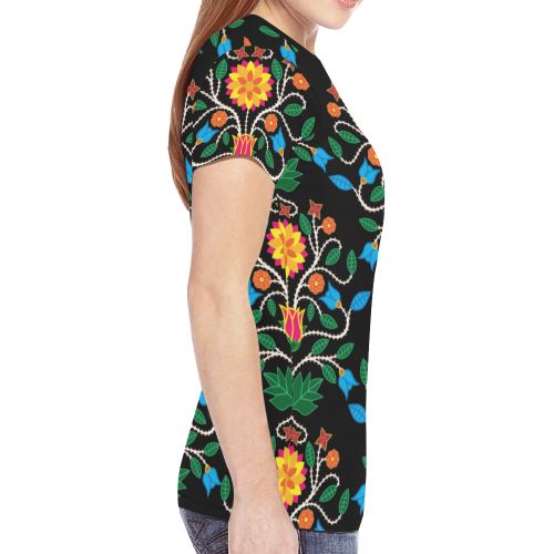 Floral Beadwork Four Clans New All Over Print T-shirt for Women (Model T45) New All Over Print T-shirt for Women (T45) e-joyer