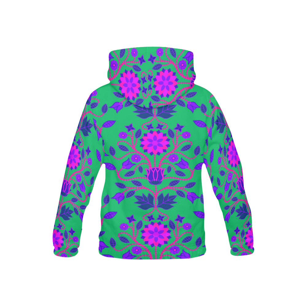 Floral Beadwork Four Clans Teal All Over Print Hoodie for Kid (USA Size) (Model H13) All Over Print Hoodie for Kid (H13) e-joyer