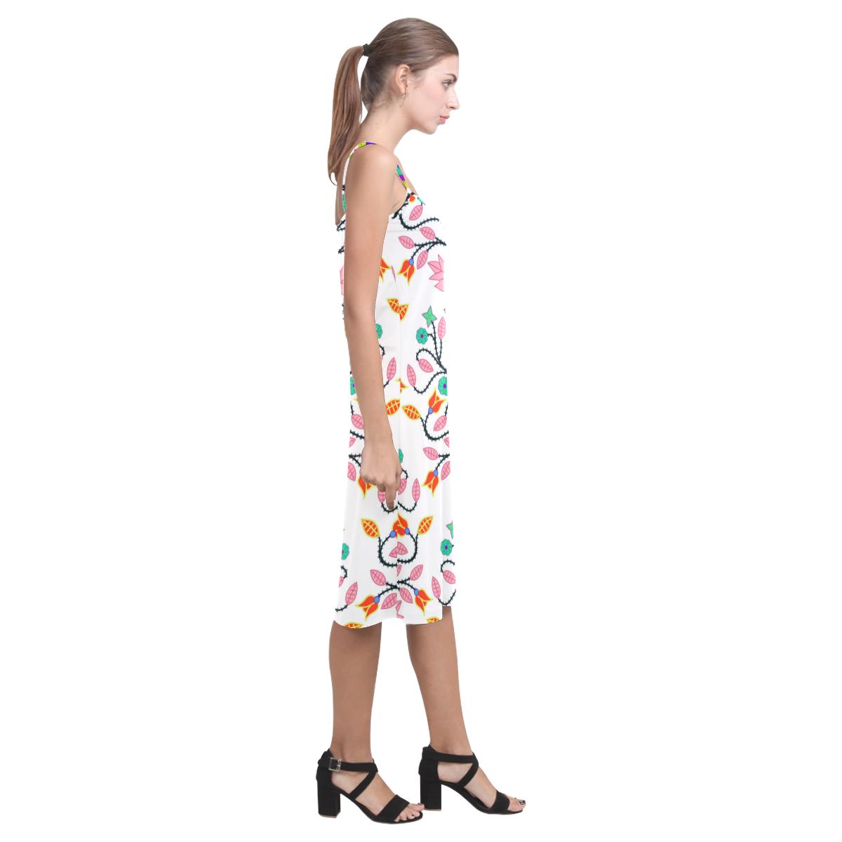 Floral Beadwork Four Clans White Alcestis Slip Dress (Model D05) Alcestis Slip Dress (D05) e-joyer