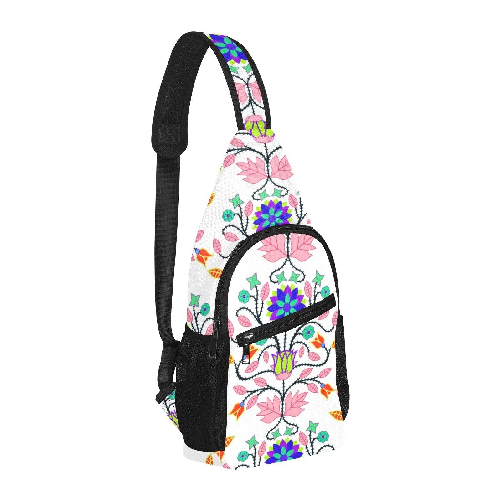 Floral Beadwork Four Clans White All Over Print Chest Bag (Model 1719) All Over Print Chest Bag (1719) e-joyer