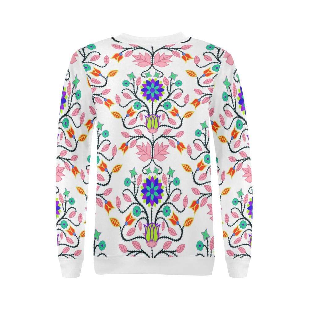 Floral Beadwork Four Clans White All Over Print Crewneck Sweatshirt for Women (Model H18) Crewneck Sweatshirt for Women (H18) e-joyer