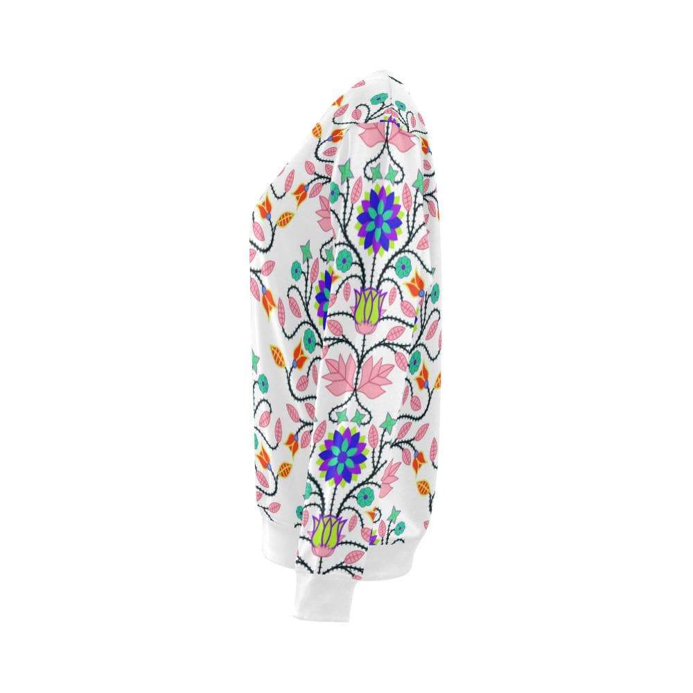 Floral Beadwork Four Clans White All Over Print Crewneck Sweatshirt for Women (Model H18) Crewneck Sweatshirt for Women (H18) e-joyer