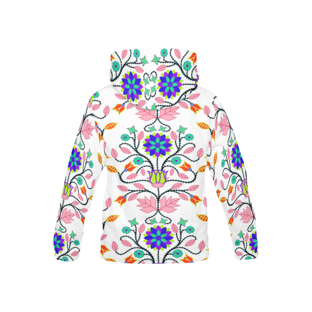 Floral Beadwork Four Clans White All Over Print Hoodie for Kid (USA Size) (Model H13) All Over Print Hoodie for Kid (H13) e-joyer