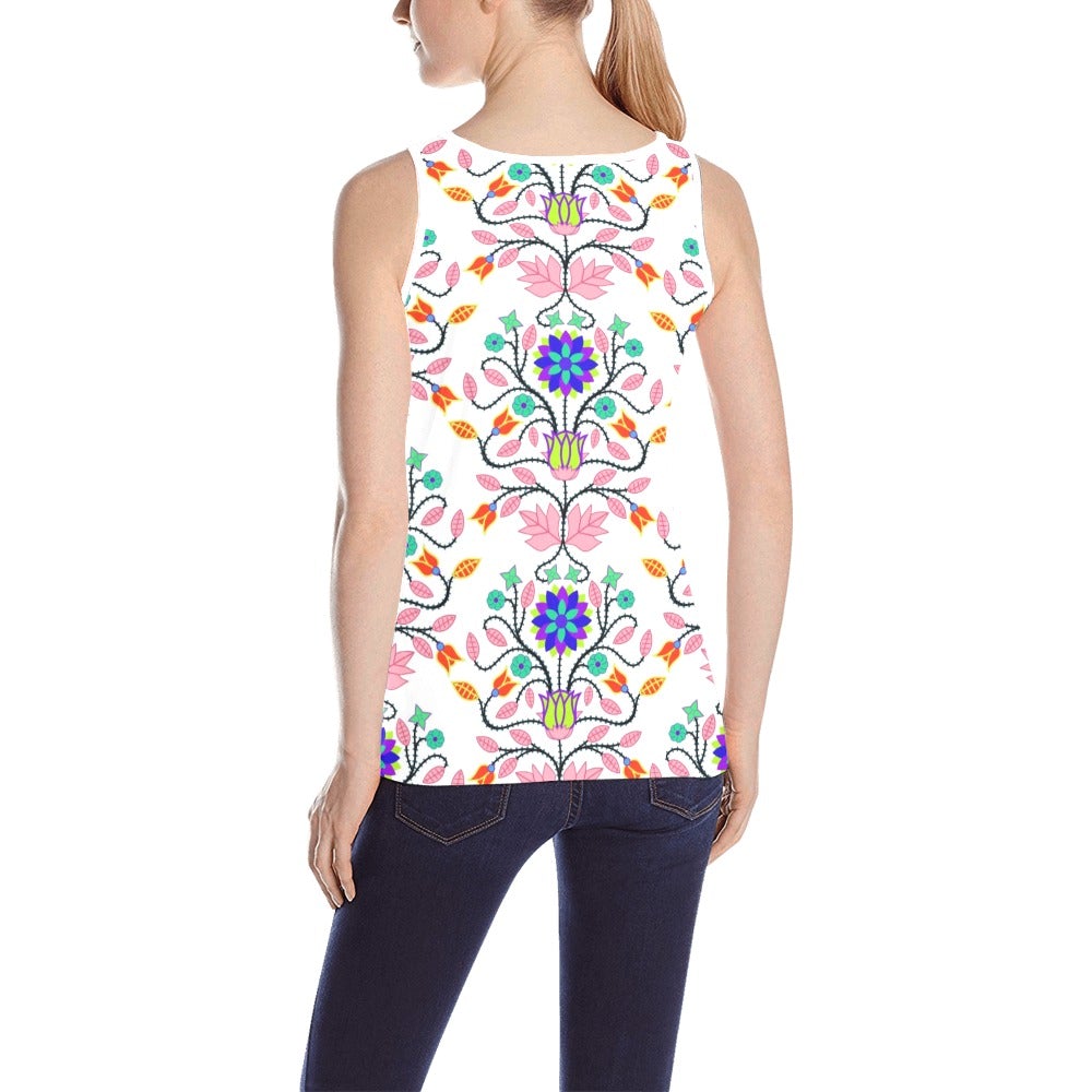 Floral Beadwork Four Clans White All Over Print Tank Top for Women (Model T43) All Over Print Tank Top for Women (T43) e-joyer
