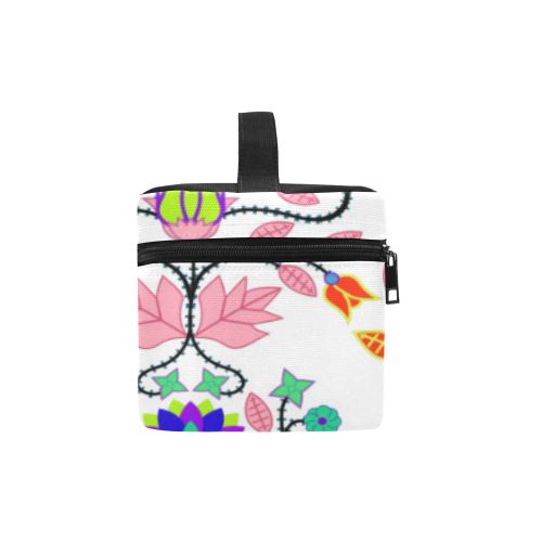 Floral Beadwork Four Clans White Cosmetic Bag/Large (Model 1658) Cosmetic Bag e-joyer