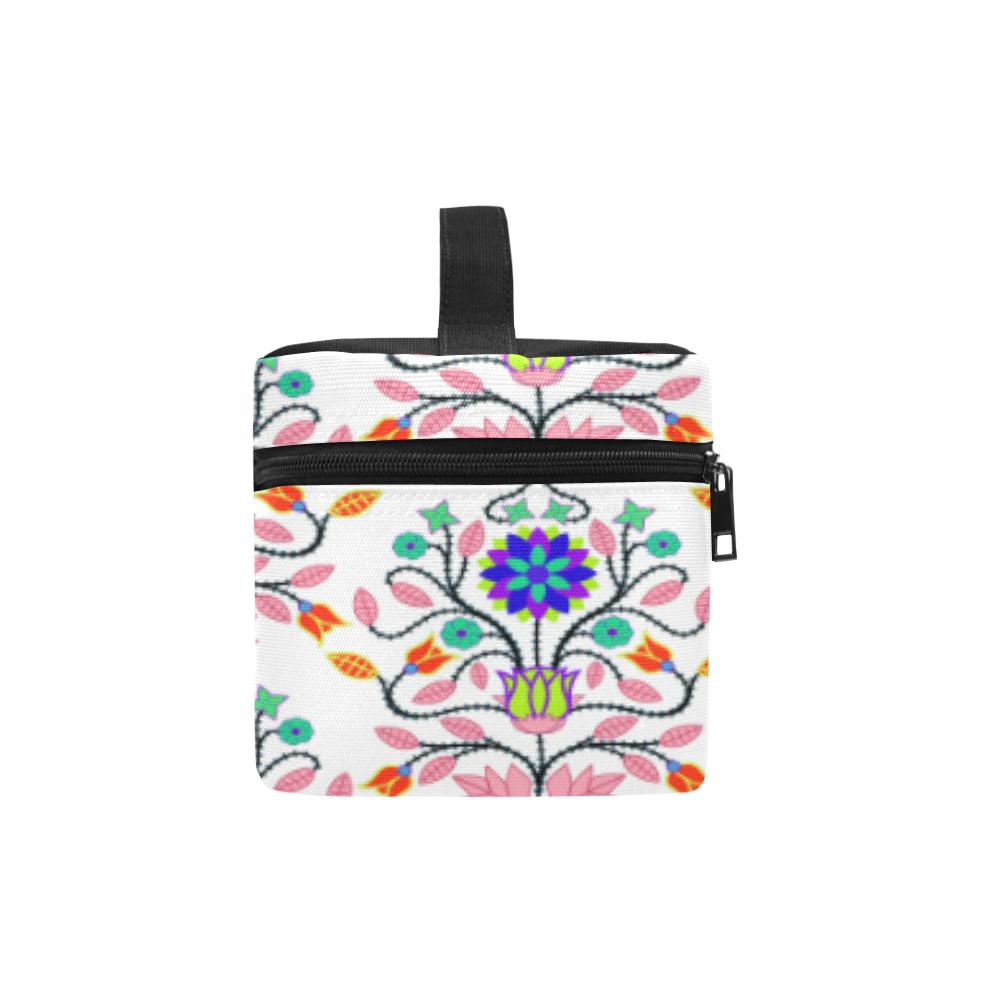 Floral Beadwork Four Clans White Cosmetic Bag/Large (Model 1658) Cosmetic Bag e-joyer