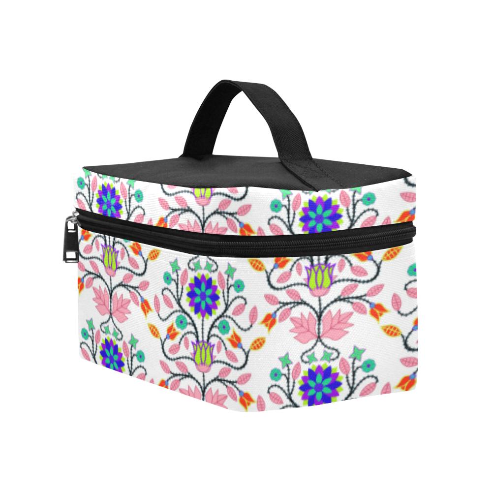 Floral Beadwork Four Clans White Cosmetic Bag/Large (Model 1658) Cosmetic Bag e-joyer