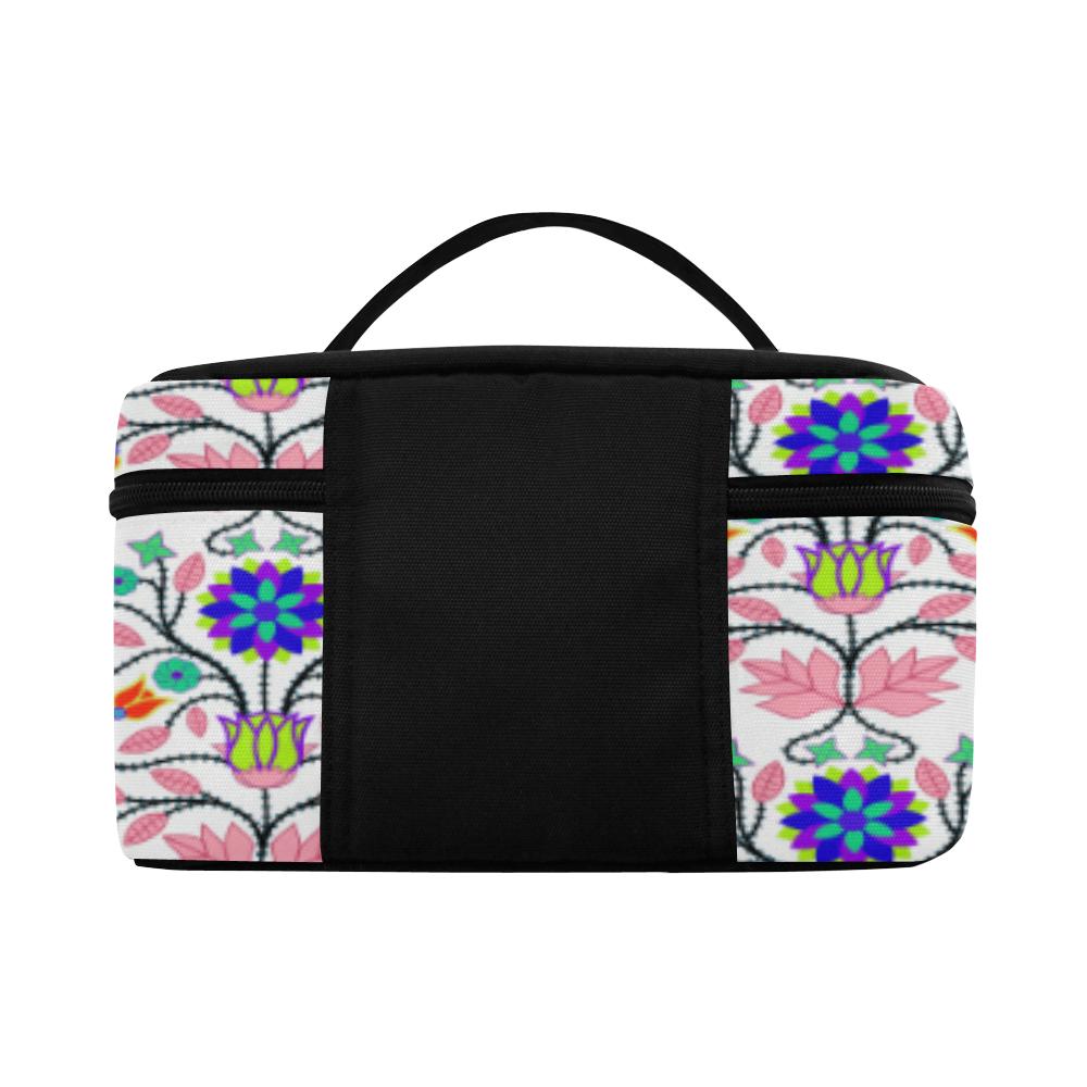 Floral Beadwork Four Clans White Cosmetic Bag/Large (Model 1658) Cosmetic Bag e-joyer