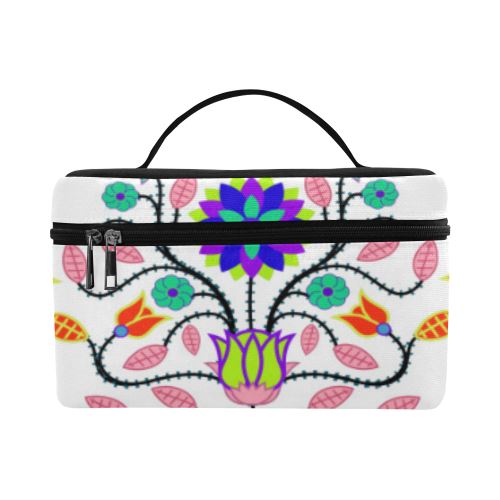 Floral Beadwork Four Clans White Cosmetic Bag/Large (Model 1658) Cosmetic Bag e-joyer