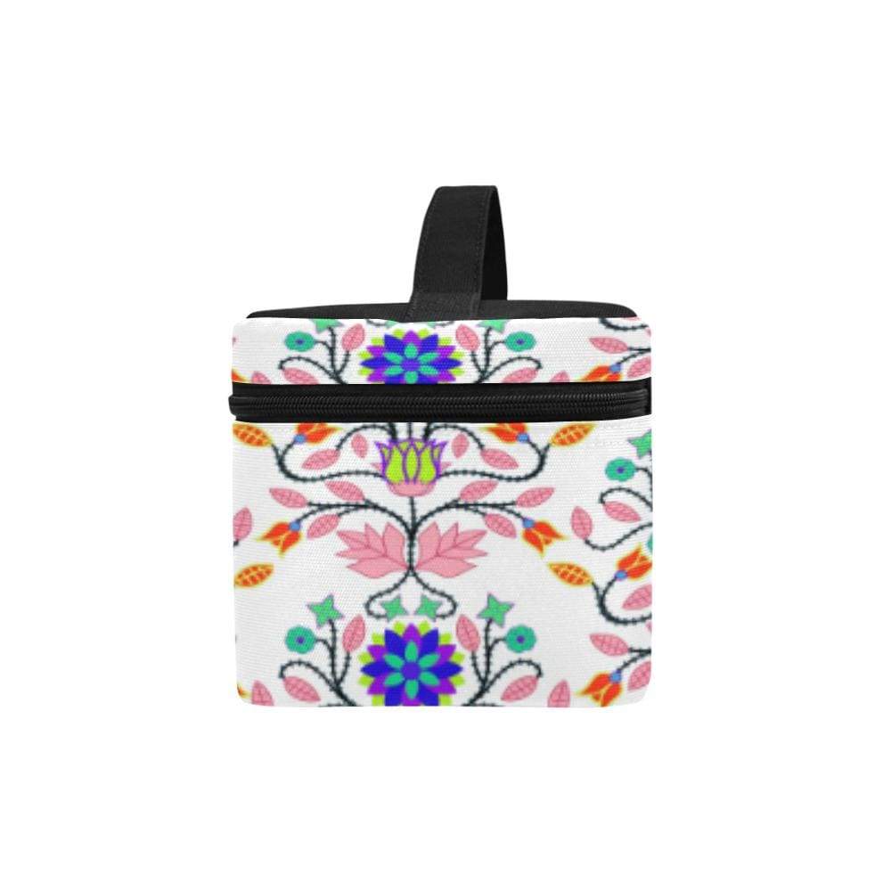 Floral Beadwork Four Clans White Cosmetic Bag/Large (Model 1658) Cosmetic Bag e-joyer