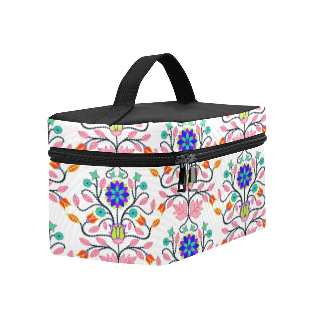 Floral Beadwork Four Clans White Cosmetic Bag/Large (Model 1658) Cosmetic Bag e-joyer