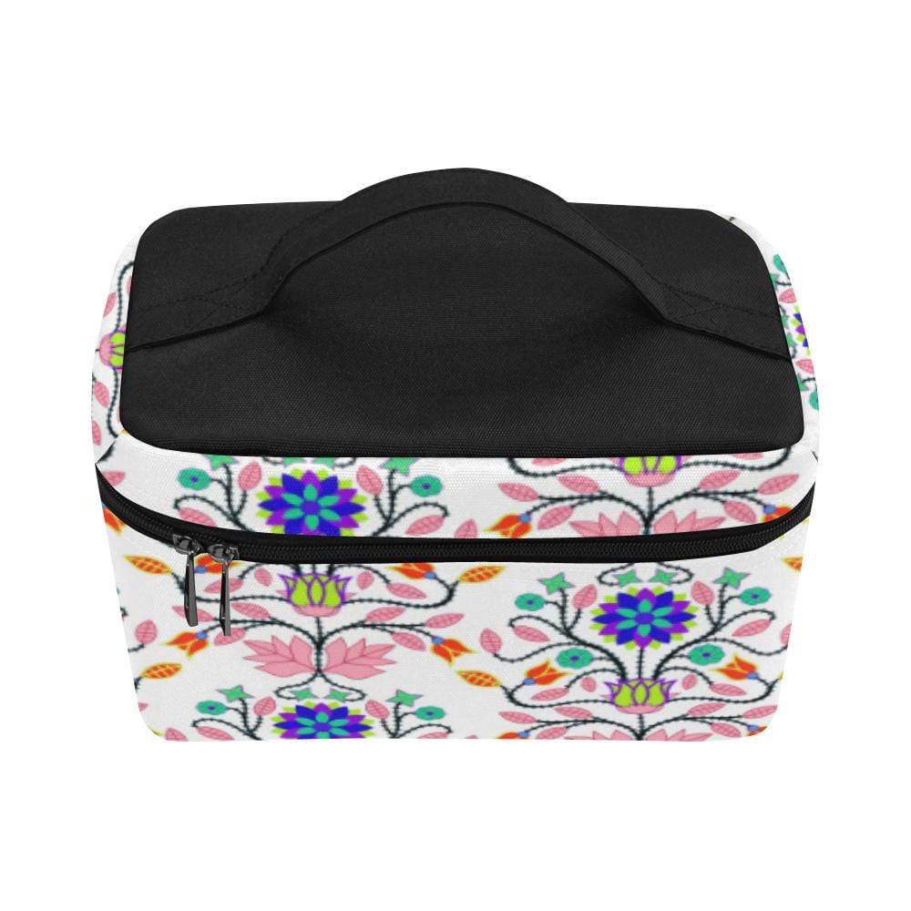 Floral Beadwork Four Clans White Cosmetic Bag/Large (Model 1658) Cosmetic Bag e-joyer