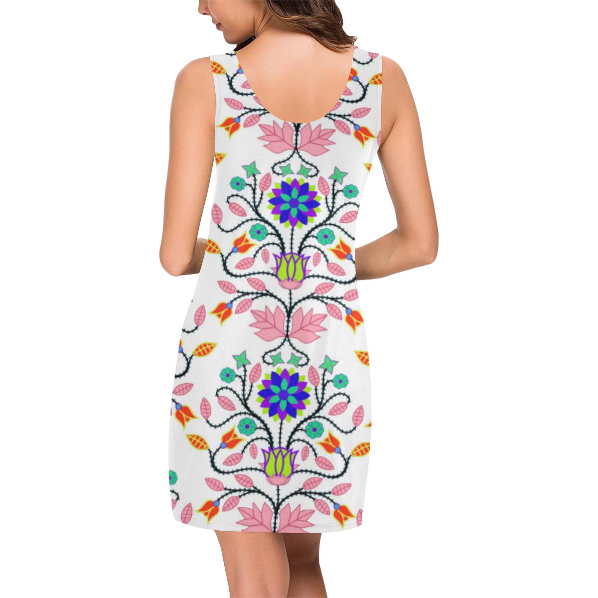 Floral Beadwork Four Clans White IkstsÃmiwa Vest Dress (Model D06) Medea Vest Dress (D06) e-joyer