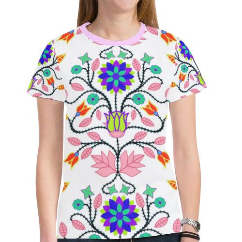 Floral Beadwork Four Clans White New All Over Print T-shirt for Women (Model T45) New All Over Print T-shirt for Women (T45) e-joyer