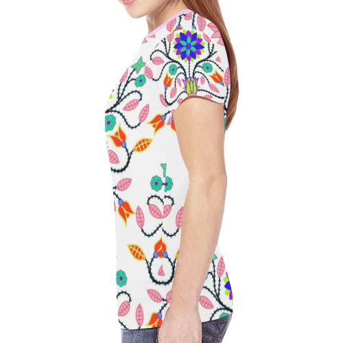 Floral Beadwork Four Clans White New All Over Print T-shirt for Women (Model T45) New All Over Print T-shirt for Women (T45) e-joyer