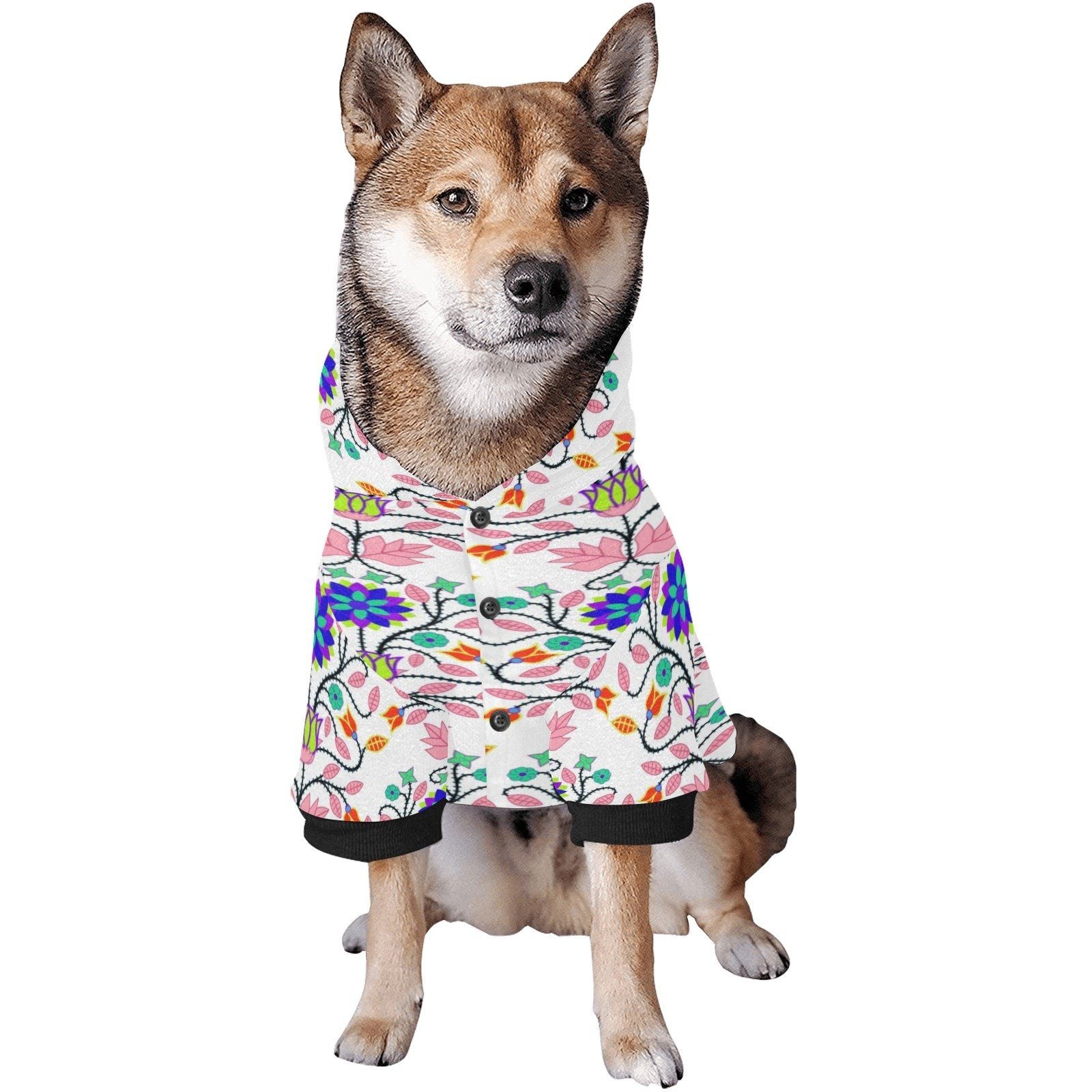 Floral Beadwork Four Clans White Pet Dog Hoodie Pet Dog Hoodie e-joyer