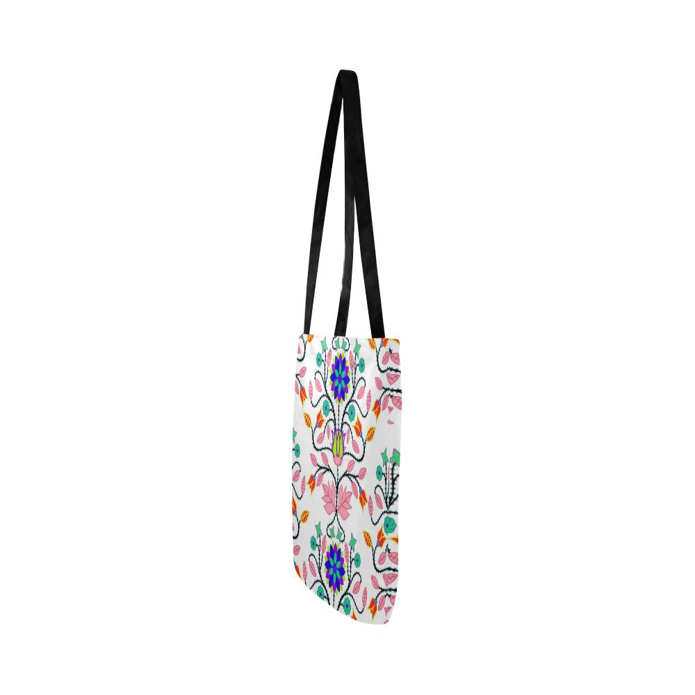 Floral Beadwork Four Clans White Reusable Shopping Bag Model 1660 (Two sides) Shopping Tote Bag (1660) e-joyer
