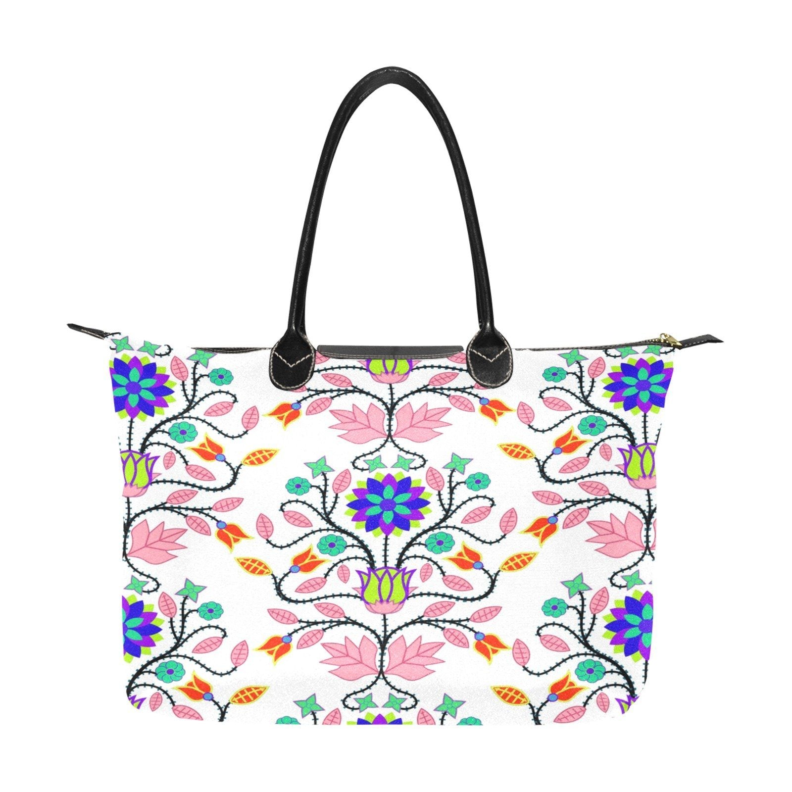 Floral Beadwork Four Clans White Single-Shoulder Lady Handbag (Model 1714) bag e-joyer