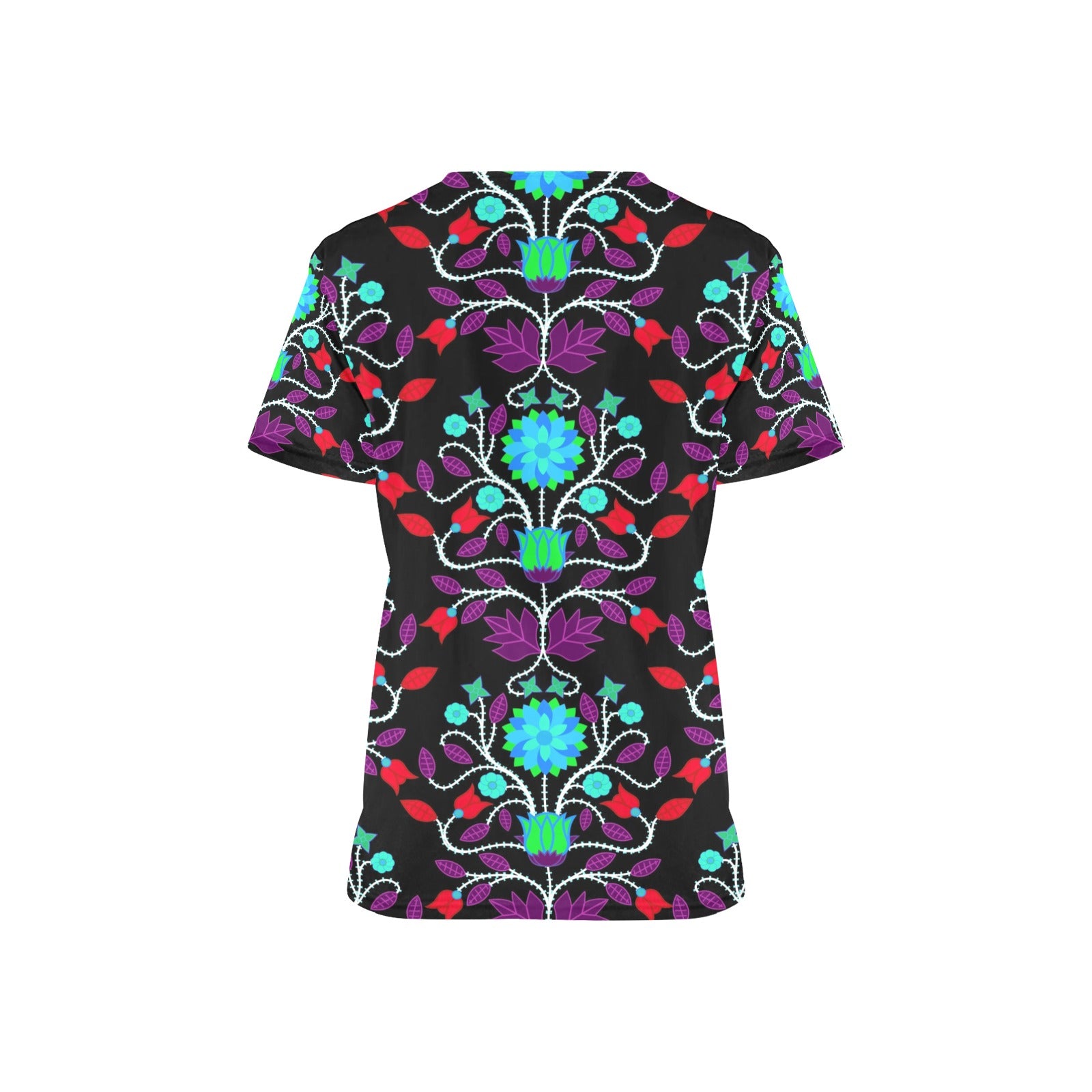 Floral Beadwork Four Clans Winter All Over Print Scrub Top Scrub Top e-joyer