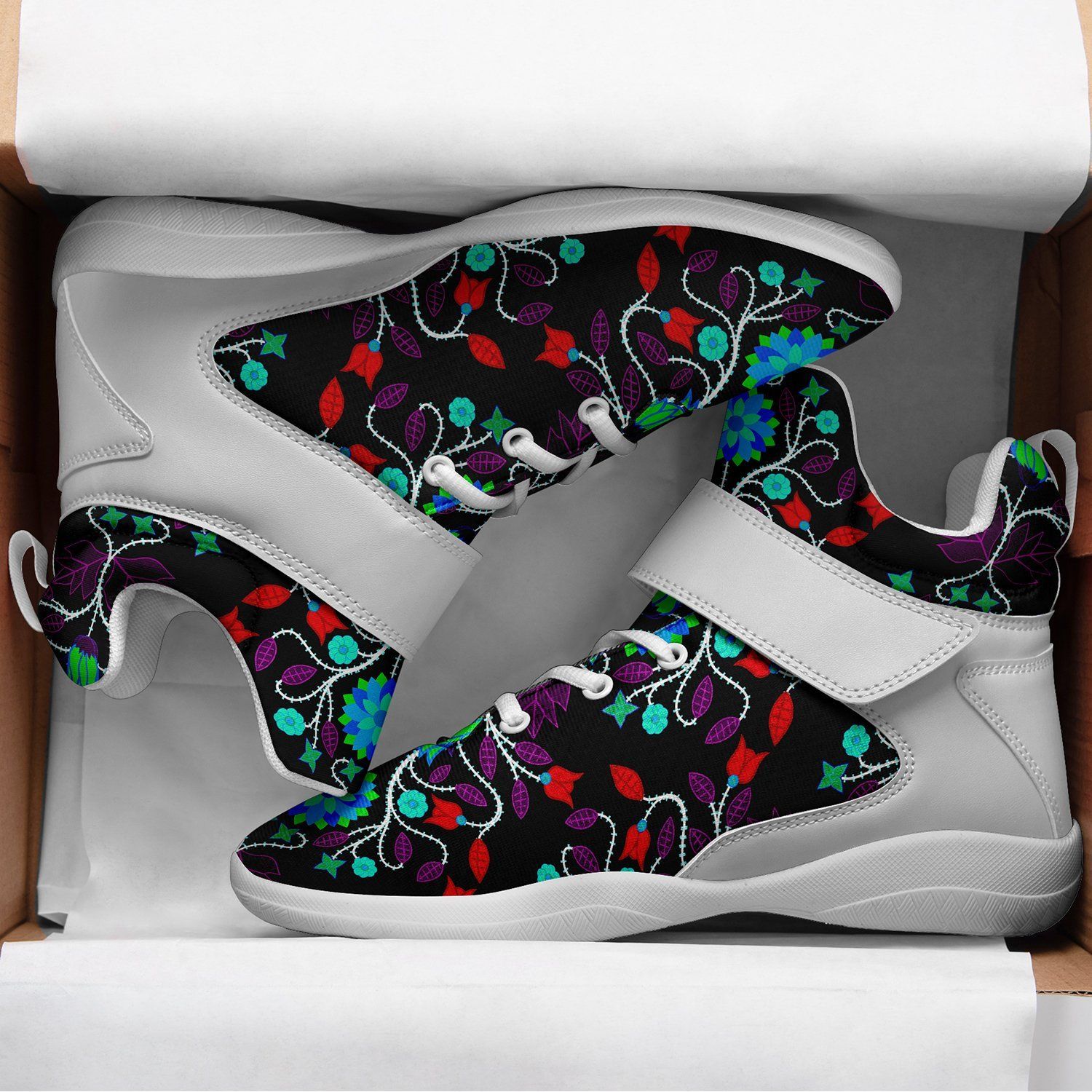 Floral Beadwork Four Clans Winter Ipottaa Basketball / Sport High Top Shoes - White Sole 49 Dzine