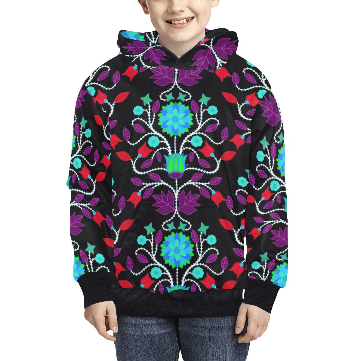Floral Beadwork Four Clans Winter Kids' All Over Print Hoodie (Model H38) Kids' AOP Hoodie (H38) e-joyer