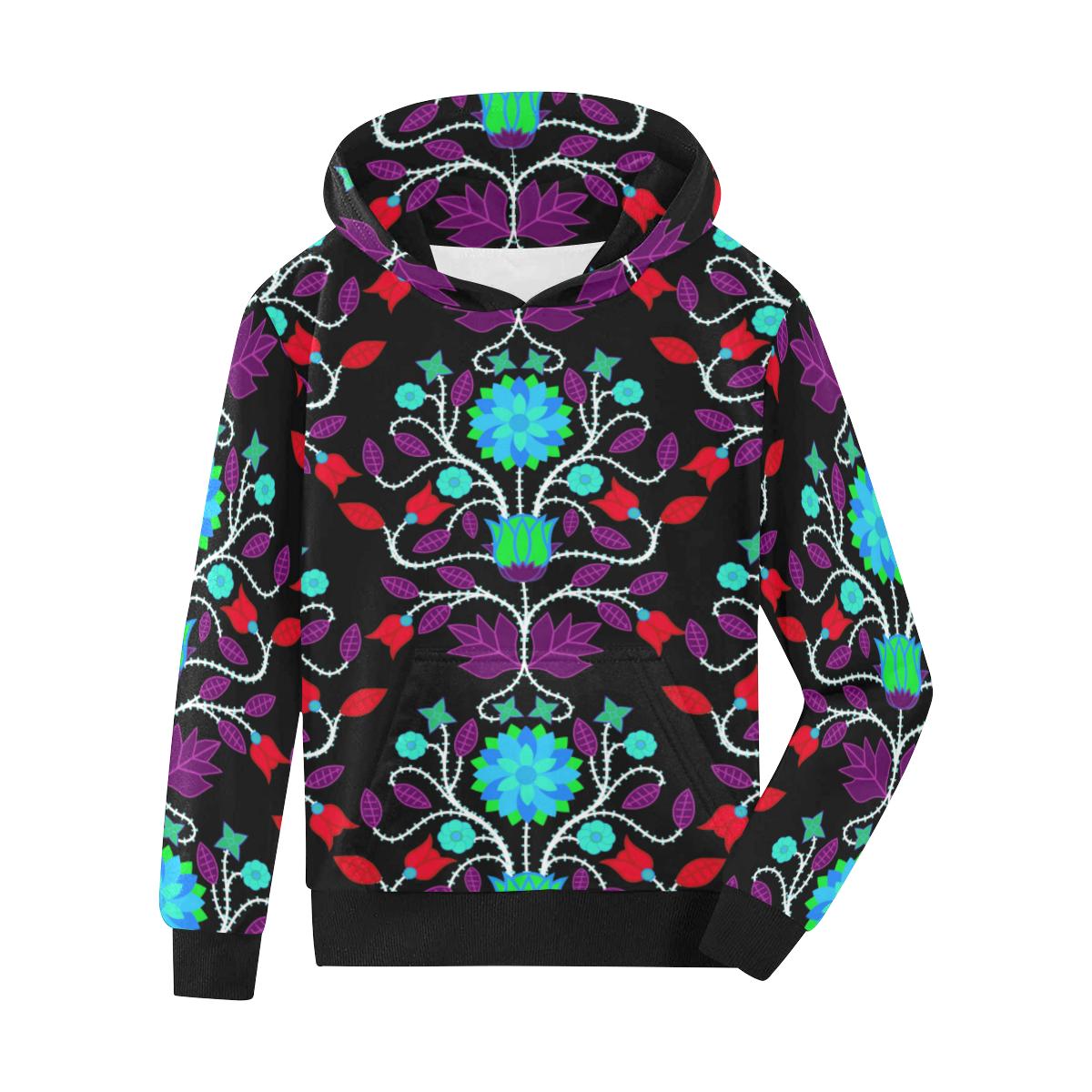 Floral Beadwork Four Clans Winter Kids' All Over Print Hoodie (Model H38) Kids' AOP Hoodie (H38) e-joyer
