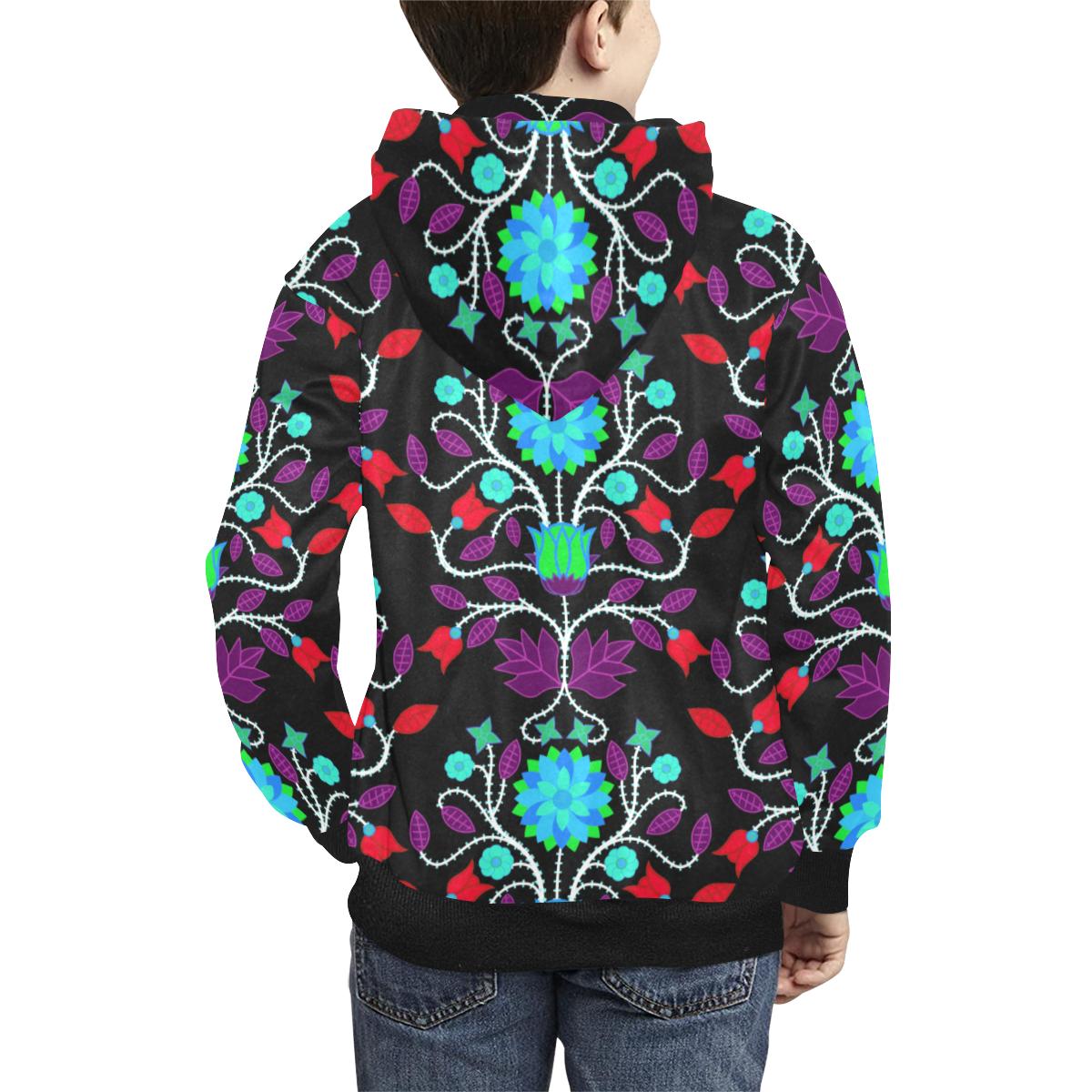 Floral Beadwork Four Clans Winter Kids' All Over Print Hoodie (Model H38) Kids' AOP Hoodie (H38) e-joyer