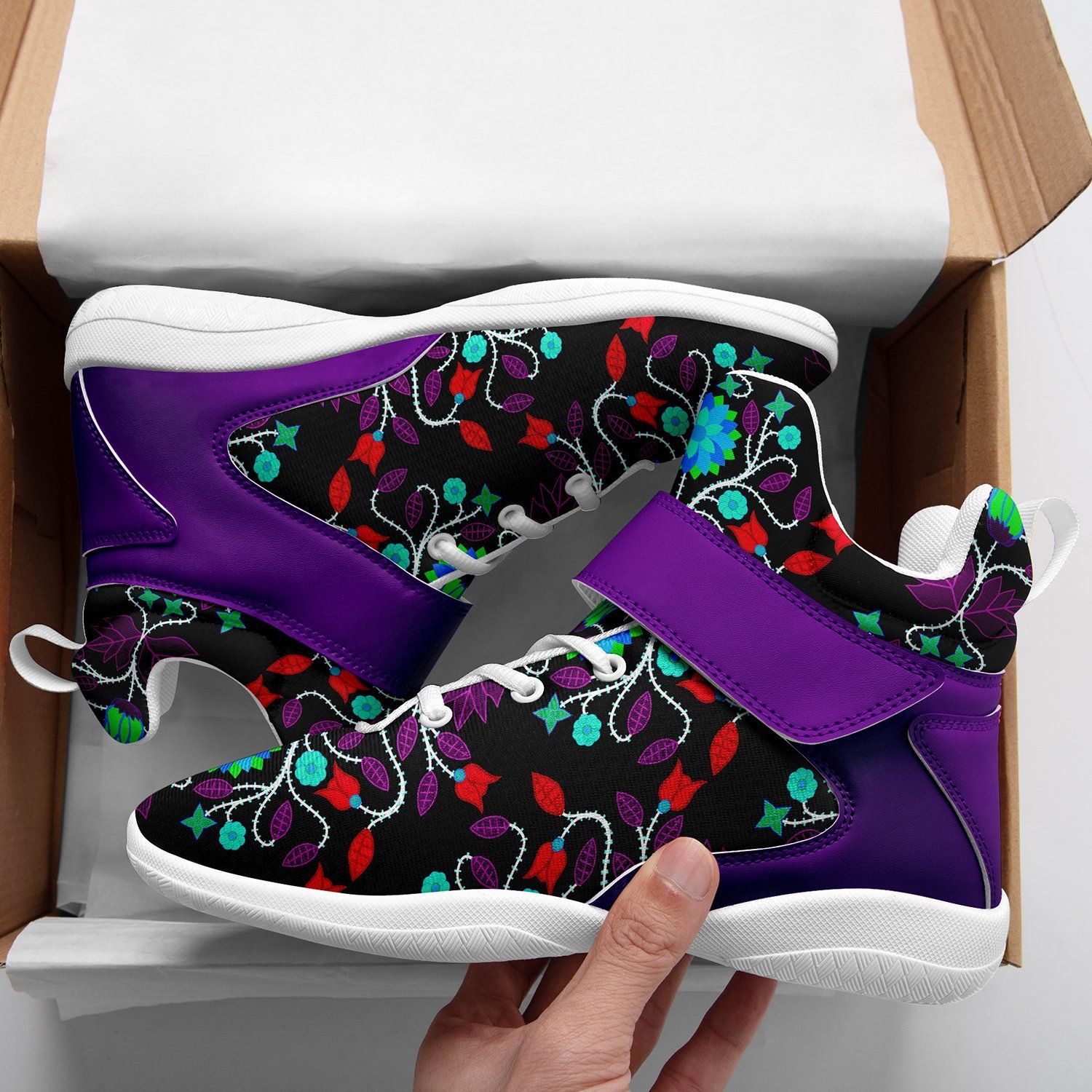 Floral Beadwork Four Clans Winter Kid's Ipottaa Basketball / Sport High Top Shoes 49 Dzine