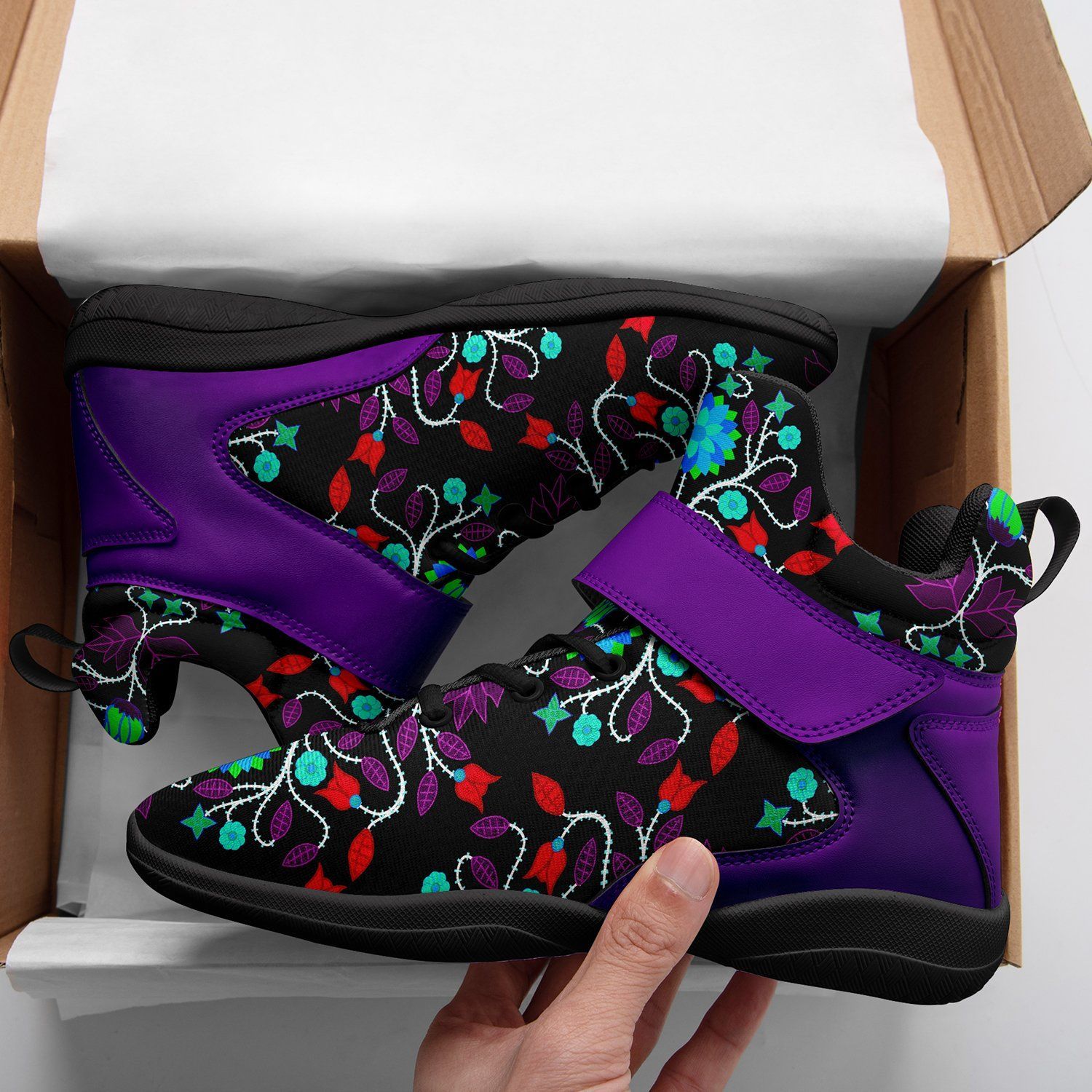 Floral Beadwork Four Clans Winter Kid's Ipottaa Basketball / Sport High Top Shoes 49 Dzine