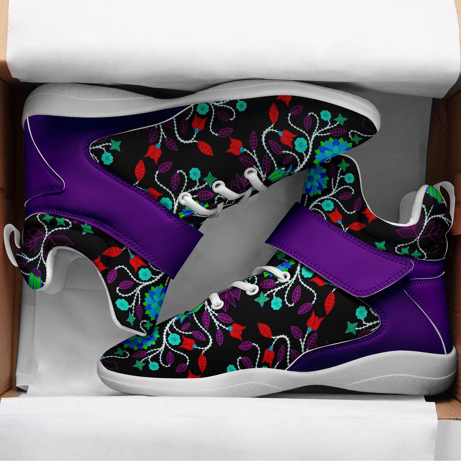 Floral Beadwork Four Clans Winter Kid's Ipottaa Basketball / Sport High Top Shoes 49 Dzine