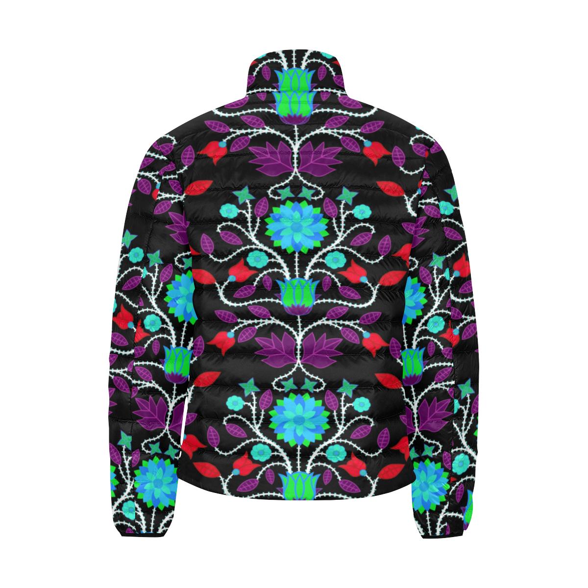Floral Beadwork Four Clans Winter Men's Stand Collar Padded Jacket (Model H41) Men's Stand Collar Padded Jacket (H41) e-joyer
