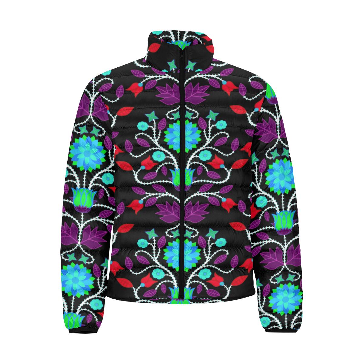 Floral Beadwork Four Clans Winter Men's Stand Collar Padded Jacket (Model H41) Men's Stand Collar Padded Jacket (H41) e-joyer