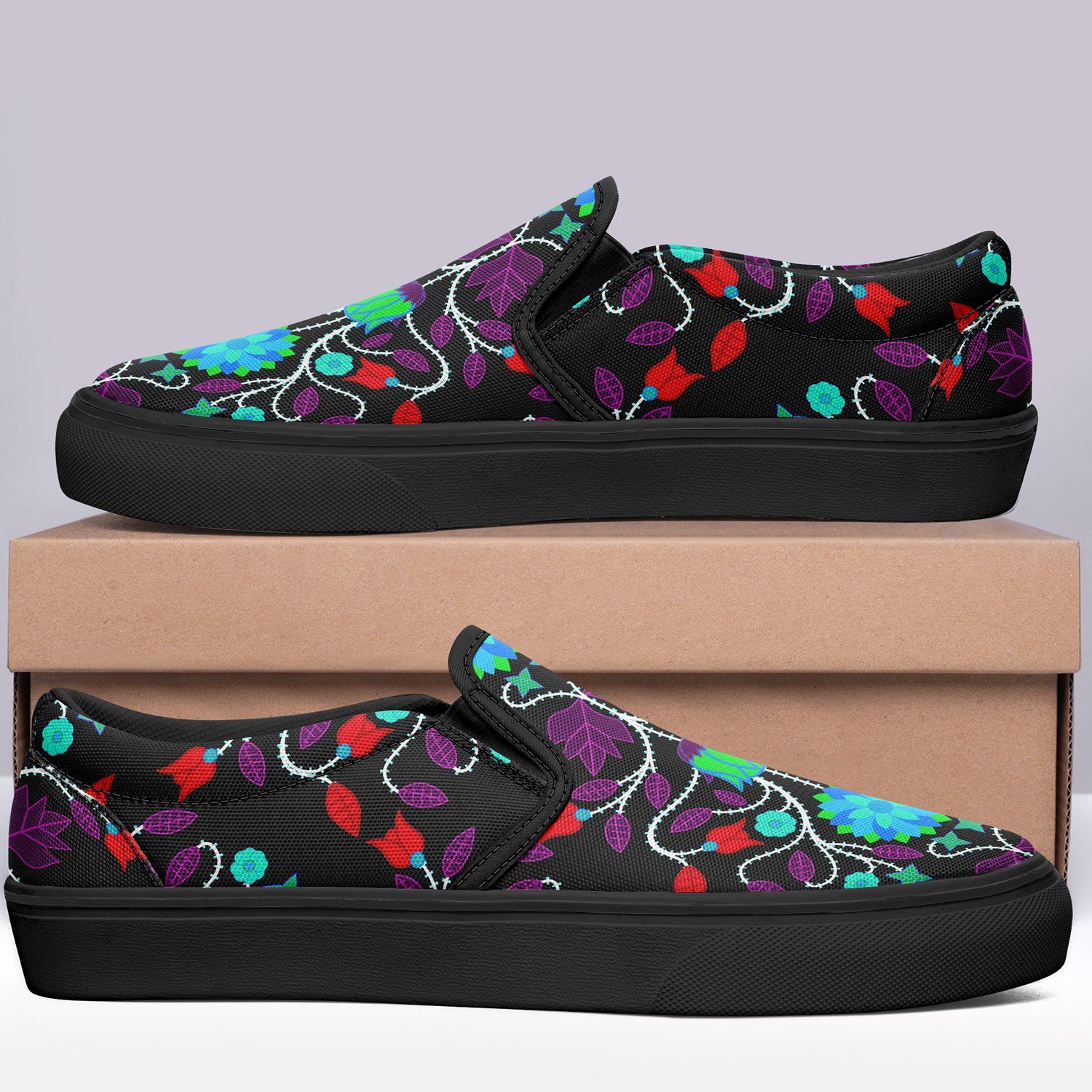 Floral Beadwork Four Clans Winter Otoyimm Canvas Slip On Shoes 49 Dzine