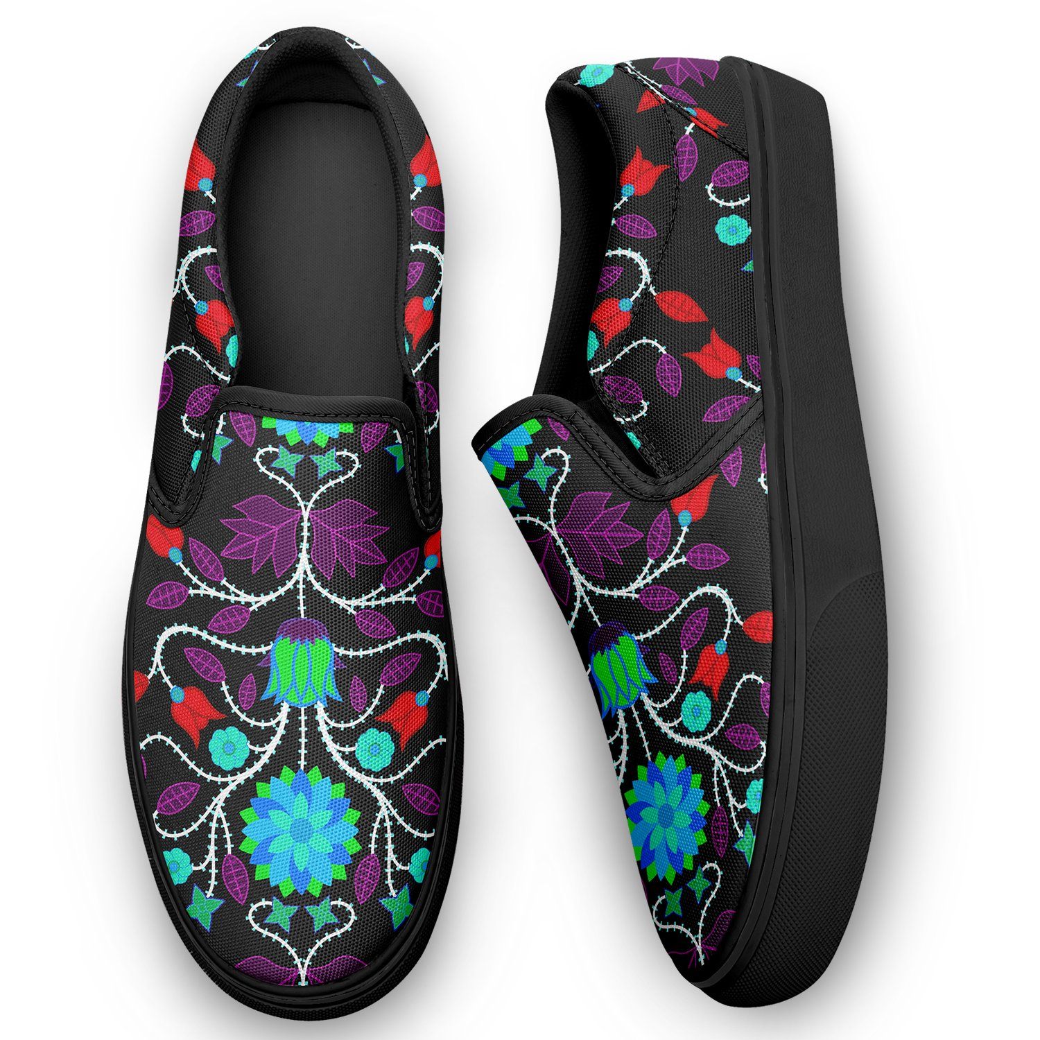 Floral Beadwork Four Clans Winter Otoyimm Canvas Slip On Shoes 49 Dzine